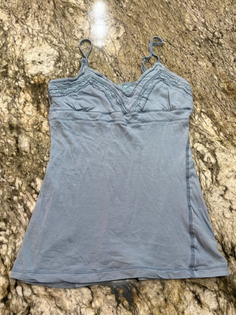 Y2K Vintage Mossimo Lace Trim Cami Tank Top Blue Gray